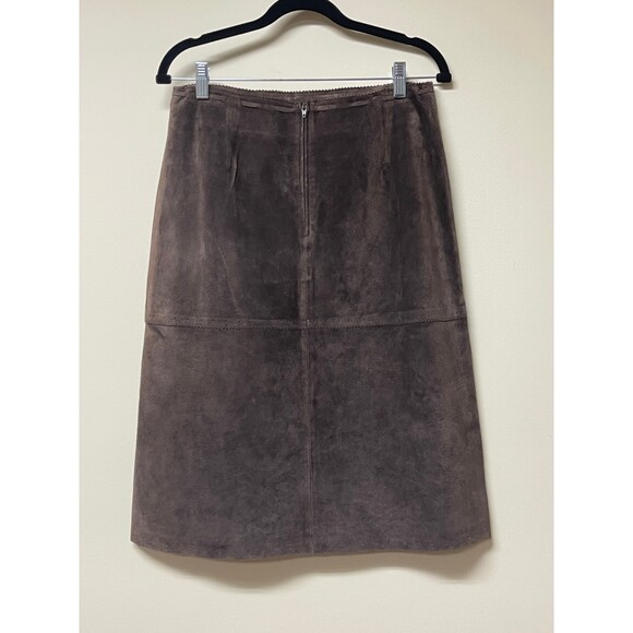 MARGARET GODFREY VINTAGE Brown Suede Skirt, Sz 8 - Picture 2 of 8